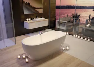 Hoesch Badewanne iSensi Oval 1900x900 freist. Monolith, ang. Sch. Weiß – Bild 2