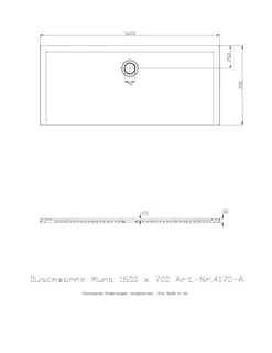 Hoesch Duschwanne Muna 1600x700x30 ohne Antirutsch, Material Solique, Weiß – Bild 3