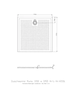 Hoesch Duschwanne Muna S 1200x1200x30 mit Antirutsch, Material Solique, Weiß – Bild 2