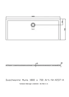 Hoesch Duschwanne Muna 1800x700x30 mit Antirutsch, Material Solique, Weiß – Bild 2