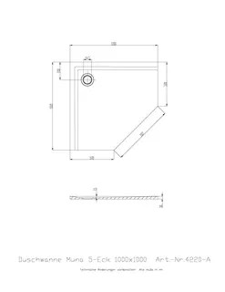 Hoesch Duschwanne Muna Fünfeck 1000x1000x30 ohne Antirutsch, Material Solique, Weiß – Bild 2