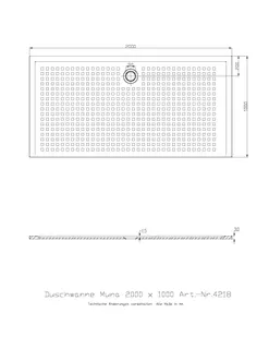 Hoesch Duschwanne Muna 2000x1000x30 mit Antirutsch, Material Solique, Weiß – Bild 2