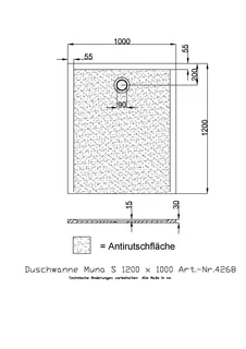 Hoesch Duschwanne Muna S 1200x1000x30 mit Antirutsch, Material Solique, Weiß – Bild 2