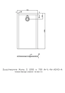 Hoesch Duschwanne Muna S 1200x700x30 ohne Antirutsch, Material Solique, Weiß – Bild 2