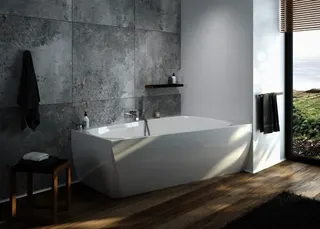 Hoesch Badewanne iSensi Trapez 1500x1000 Monolith rechts mit Überlaufschlitz, ang. Sch. – Bild 2
