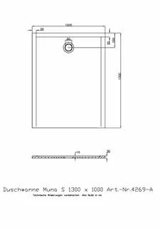Hoesch Duschwanne Muna S 1300x1000x30 ohne Antirutsch, Material Solique, Weiß – Bild 2