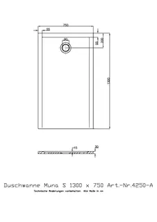 Hoesch Duschwanne Muna S 1300x750x30 ohne Antirutsch, Material Solique, Weiß – Bild 2