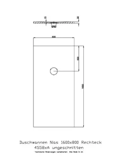 Hoesch Duschwanne Nias 1600x800x30 strukturierte Oberfl. Solique, Schwarz – Bild 2