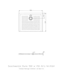 Hoesch Duschwanne Muna 900x700x30 mit Antirutsch, Material Solique, Weiß – Bild 2