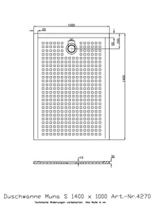 Hoesch Duschwanne Muna S 1400x1000x30 mit Antirutsch, Material Solique, Telegrau – Bild 2