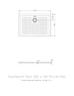 Hoesch Duschwanne Muna 1000x700x30 mit Antirutsch, Material Solique, Weiß – Bild 2