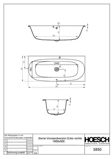 Hoesch Badewanne iSensi Eck 1800x800 rechts Weiß – Bild 3
