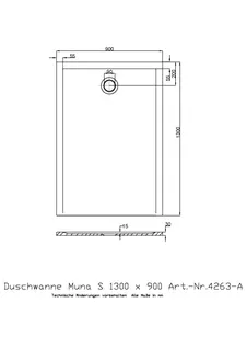 Hoesch Duschwanne Muna S 1300x900x30 ohne Antirutsch, Material Solique, Weiß – Bild 2