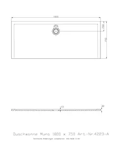 Hoesch Duschwanne Muna 1800x750x30 ohne Antirutsch, Material Solique, Weiß – Bild 3