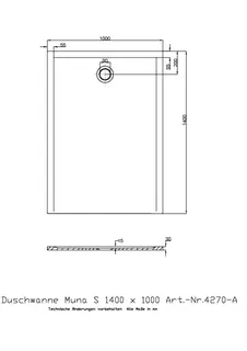 Hoesch Duschwanne Muna S 1400x1000x30 ohne Antirutsch, Material Solique, Telegrau – Bild 2