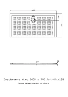 Hoesch Duschwanne Muna 1400x700x30 mit Antirutsch, Material Solique, Weiß – Bild 2