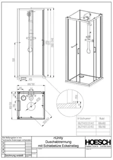 Hoesch DA nUnity Eckversion 900x900 Eckeinstieg mit Schiebetüren und Armatur – Bild 2