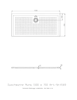 Hoesch Duschwanne Muna 1500x700x30 mit Antirutsch, Material Solique, Weiß – Bild 2