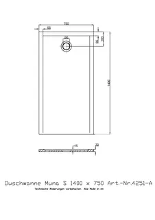 Hoesch Duschwanne Muna S 1400x750x30 ohne Antirutsch, Material Solique, Weiß – Bild 2