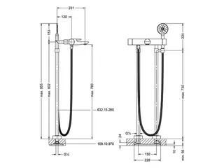 1-Hand AP-WFB, mit Garnitur Standrohre, 1 Strahlart, Serie EXAL,VC – Bild 2