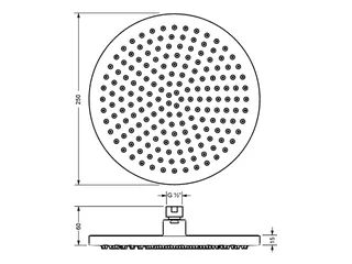Regenbrause, Durchmesser 250 mm mit Anti - Kalk System, VC – Bild 2