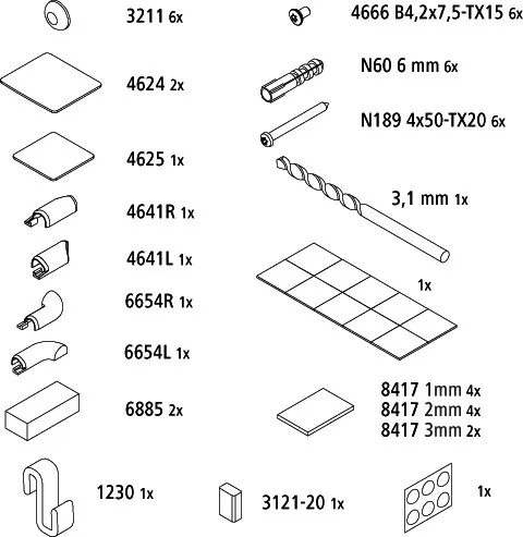 KR Kermi EBLI036 Set Montagekleinteile