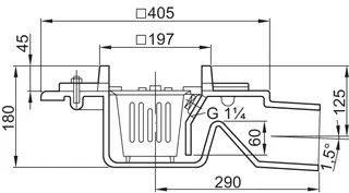 ACO Bodenablauf Guss DN100 1,5 Grad/2,0l/s/Pressfl./mit WS/Anstrich