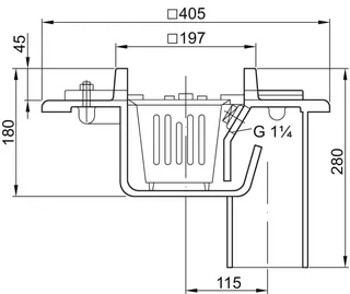 ACO Bodenablauf Guss DN100 90 Grad/2,0l/s/ Pressfl./mit WS/Anstrich