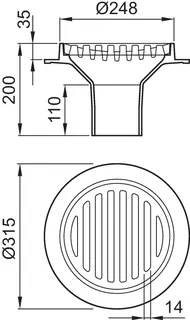 ACO Bodenablauf Guss DN100/90 Grad M125/Anschlussr./mit Rost/Anstrich