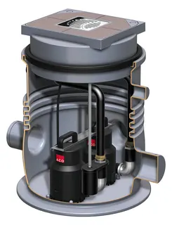 ACO Hebeanlage Sinkamat-K50/2 2Pumpen Beh. PE Deck.360x300mm/P2:0.43kW wählbar