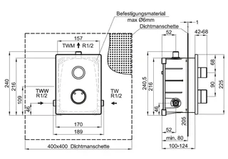 CONTI+ CONGENIAL FIT Dusche UP Auf-/Zu FM eckig TD Thermost. Edelst. DN15 – Bild 4