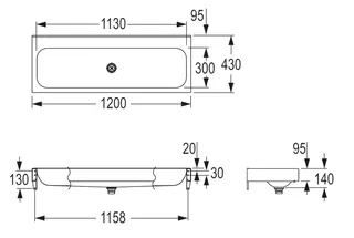 CONTI+ SteelTec Fjord 1200 Waschrinne o. Überlauf Edelst. matt 1200x430x140mm – Bild 4