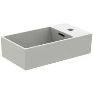 IS Handwaschbecken Extra, 1 Hl., m.Ül., Ablage rechts, 450x250x150mm, Seidenweiß