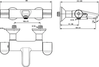 Ideal Standard Badethermostat AP Ceraplus Safe Ausld.194-211mm absp.S-Anschlüsse Chrom – Bild 4