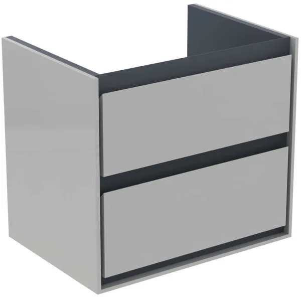 Ideal Standard Waschtisch-USchrank Connect Air Cube,2 Ausz., 580x409x517mm, Weiß gl.u. Hellgrau matt
