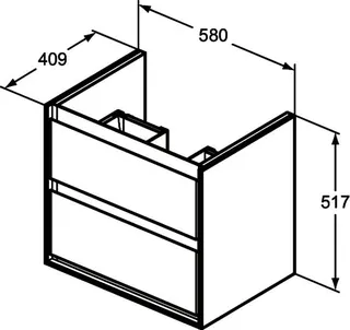 Ideal Standard Waschtisch-USchrank Connect Air Cube,2 Ausz., 580x409x517mm, Weiß gl.u.matt – Bild 2