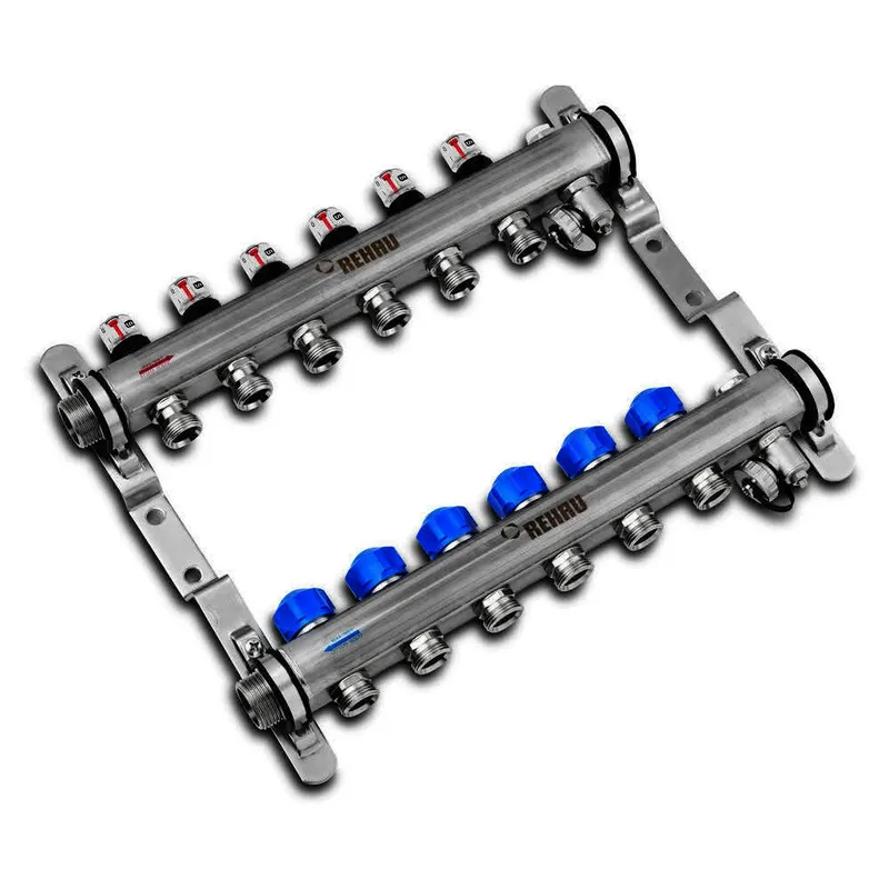 REHAU Verteiler HKV-D Easyflow Edelstahl 6 Kreise, mit Durchflussindikator