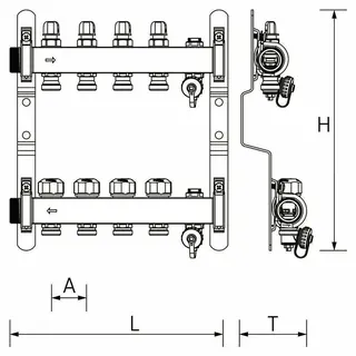 REHAU Verteiler HKV-D Easyflow Edelstahl 9 Kreise, mit Durchflussindikator – Bild 2