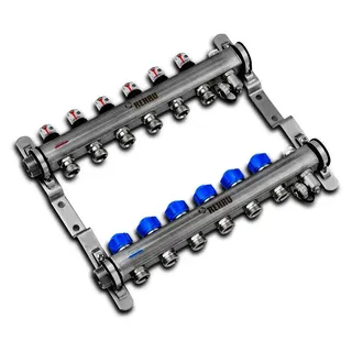 REHAU Verteiler HKV-D Easyflow Edelstahl 12 Kreise, mit Durchflussindikator