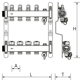 REHAU Verteiler HKV-D Easyflow Edelstahl 2 Kreise, mit Durchflussindikator – Bild 3