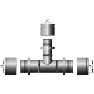REHAU T-Stück, SDR 11 Stahl 75 - 40 - 63
