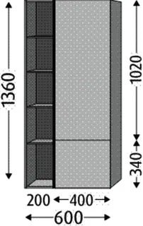 SA Stauraumschrank rechts 3way (BR183) 1360x600x345 Linde-Hell – Bild 4