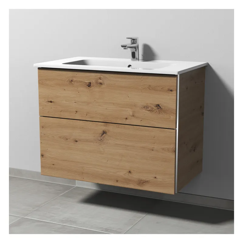 SA Waschtischunterbau mit Auszügen 3way (BR725) 613x800x467 Eiche-Natural-Touch