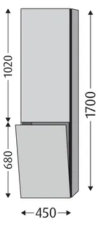 SA Stauraumschrank links 3way (BS184) 1700x450x345 Weiß-Glanz – Bild 2