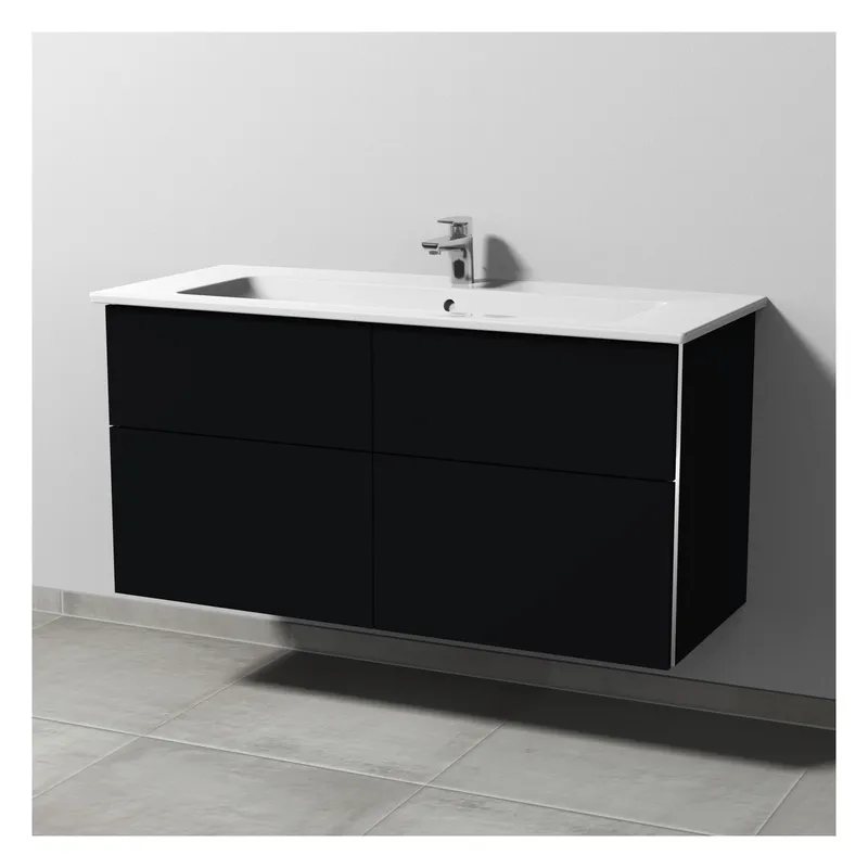 SA Waschtischunterbau mit Auszügen 3way (BS337) 591x1155x500 Schwarz-Matt