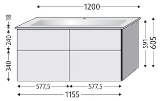 SA Set Keramik-Waschtisch 3way (UM327) 591x1155x477 Anthrazit-Matt – Bild 2