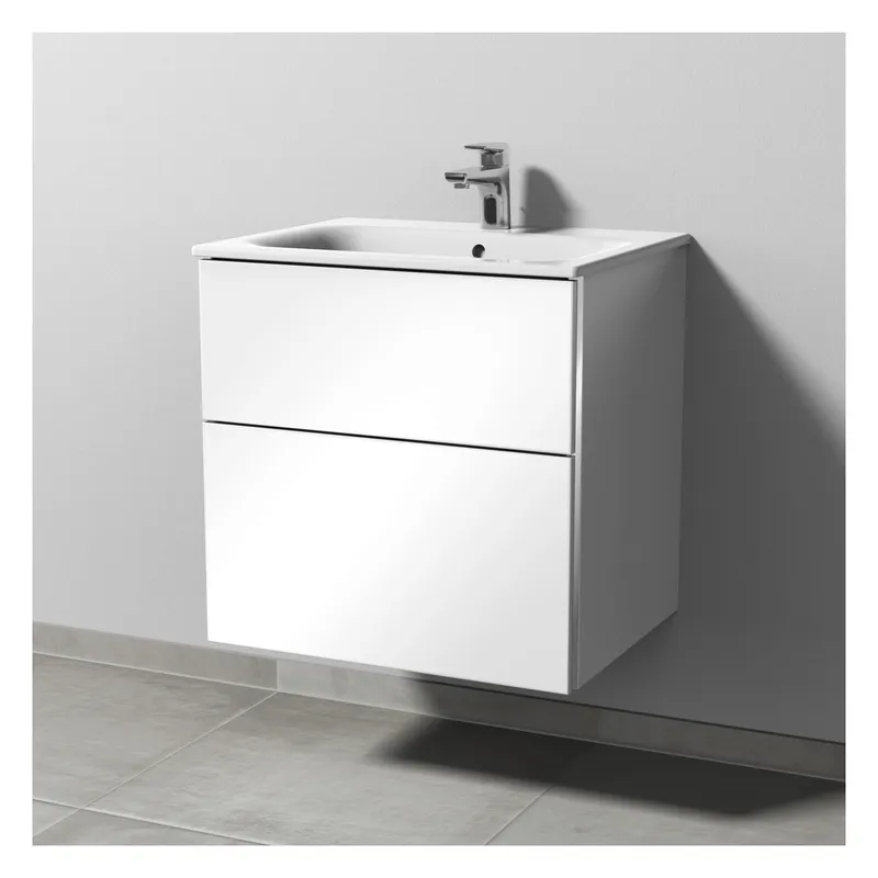 SA Waschtischunterbau mit Auszügen 3way (BS686) 582x585x472 Weiß-Glanz
