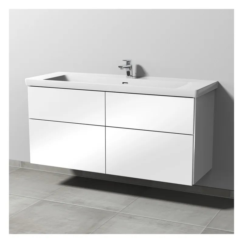 SA Waschtischunterbau mit Auszügen 3way (BS850) 588x1255x462 Weiß-Glanz