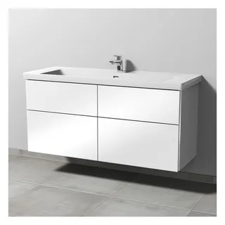 SA Waschtischunterbau mit Auszügen 3way (BS850) 588x1255x462 Weiß-Glanz