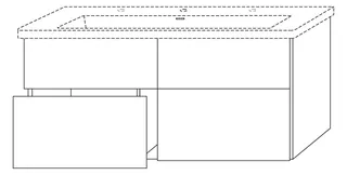 SA Waschtischunterbau mit Auszügen 3way (BS850) 588x1255x462 Weiß-Glanz – Bild 2